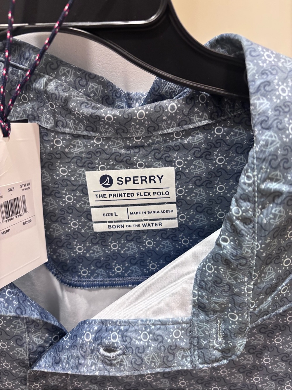 Sperry Blue Micro-Pattern Polo Shirt - Picture 3 of 3